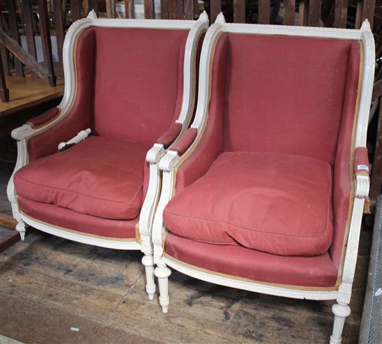 Pair painted armchairs (1 a/f)